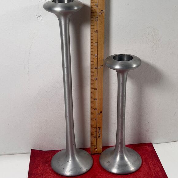 Ikea Kagla Aluminum Candle Holders Pair of 2 Scandinavian Y2K 14.5" & 10". - Picture 4 of 16